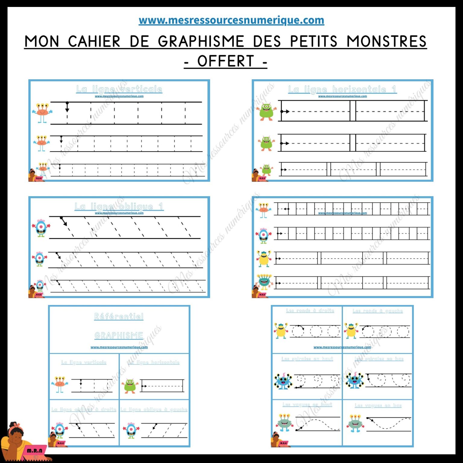 MON CAHIER DE GRAPHISME DES PETITS MONSTRES (OFFERT)